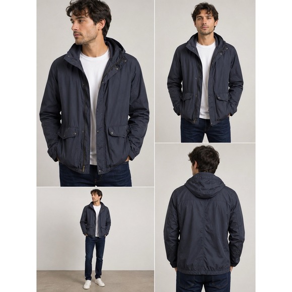 Vince. Other - Vince Hooded Utility Field Jacket Navy 100% Cotton Full Zip Size S
